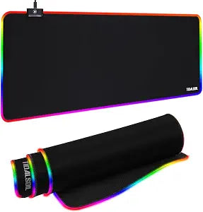 TIDALSOIL RGB Gaming Mouse Pad, 31.5x11.8 in Extended LED Desk Mat, Black