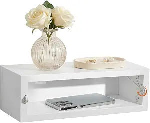 SUMGAR Floating Nightstand, White Foldable Bedside Table for Small Spaces
