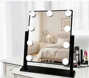 Makeup Vanity Mirror with Lights,10X, Black 13.77"x 11.81"
