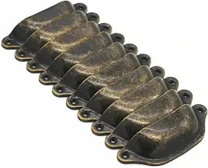 Vintage Cup Pulls Apothecary Drawer Pulls Cabinet Bureau Handles, 10-Pack