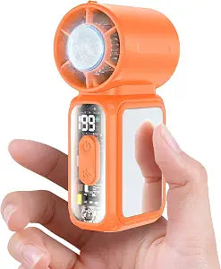 W & O Handheld Portable Fan with Ice Cooler,Speed (1-199) Personal Turbo Mini Fan 4000mAh Rechargeable,Powerful 20000RPM Pocket Hand Fansorange