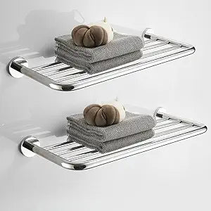 Hotel Towel Racks for Bathroom Wall Mounted, 24 Inch Towel Shelf for Bathroom, 2-Tier Bathroom Towel Rack, Polished Chrome
