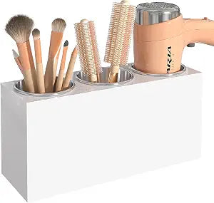 White Acrylic Hair Tool Organizer Wall Mount for Bathroom