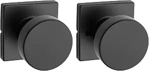 Kwikset Pismo Interior Passage Door Knob, Handle For Closet and Hallway Doors, Non-Locking Doorknob in Matte Black, with Microban Protection