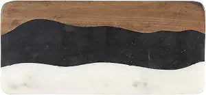 Santa Barbara Design Studio Table Sugar Marble + Wood Serving Board, 15.5 x 7-Inch, White/Black/Acacia