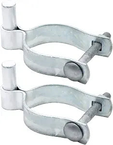 2 Pack Chain Link Fence Gate Post Hinge for 2-3/8" Outside Diameter Post/Pipe, Pressed Steel Hinge, Galvanized Chain Link Gate Male, Nut/Bolt Included