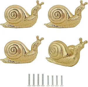 Decorative Snail Cabinet Knobs Vintage Metal Snail Decor Pulls Handles 4Pcs