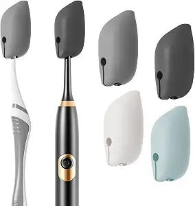 Muslish Silicone Toothbrush Covers, 4 Pack Tooth Brush Cover Cap for Electric & Manual Toothbrush Heads, Portable Toothbrush Protector for Travel, Home (Gray)
