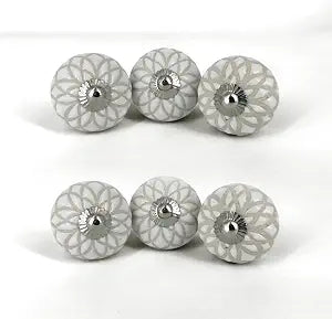 Set of 6 Unique Handmade Ceramic Knob | Modern Drawer Knobs | Trendy Cabinet Door Knob | Knob for Dresser Drawers - Countryside (Style 7, Beige)