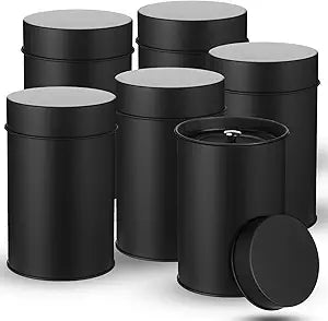 Zopeal 6 Pack 16 oz Tea Tin Canister with Airtight Double Lids, Black