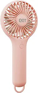 QQT Mini Handheld Fan, Small Personal Cooler with 3 Speeds, Portable Battery Operated, USB Rechargeable Makeup Eyelash Dryer, Strong Airflow for Travel, Office, Outdoor, Women, Men, and Kids (Pink)