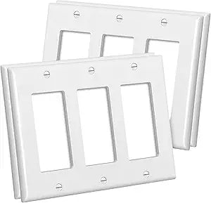 CML 3-Gang Decorator Wall Plates, UL Listed, 4 Pack, White