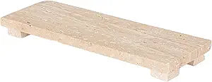 Creative Co-Op Scandinavian Travertine Footed Charcuterie Board, Beige
