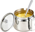 WPffv Ghee Container with Iid and Spoon Pot, 500mL Large Ghee Pot Kitchen with Handle, Stainless Steel Oil Container with Lid for Pooja Items (Large)