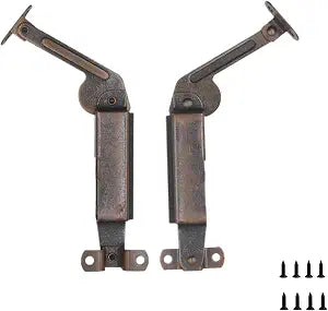 1 Pair of Self-Balancing Lid Support Hinges, Left & Right, Dark Bronze Tone with Screws for Sofa, Box, Cabinet, Toy Box, and Shoe Bench