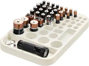 iDesign Plastic Divided Battery Organizer Insert, Coconut