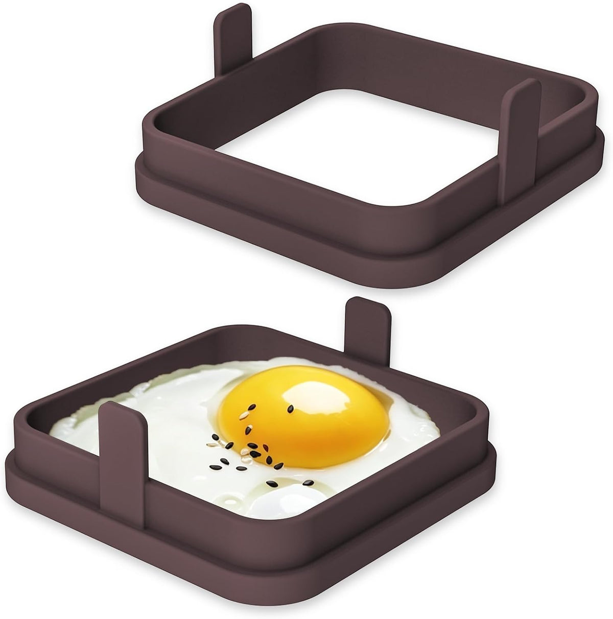 Kamehame 4'' Square Egg Mold Set, Silicone Egg Cooking Rings for Frying Eggs and Egg Mcmuffins, Egg Molds for Breakfast Griddle Cooking
