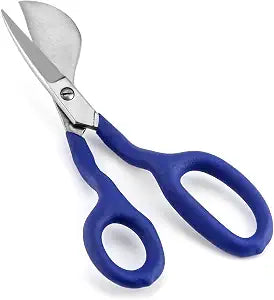 QWORK Duckbill Shears, 7 in Duckbill Applique Scissors, for Carpet Pile, Carpet Punch - Blue