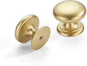 4 Pack Brushed Gold Bifold Closet Door Knobs, 1-1/2 Inch Zinc Alloy Cabinet Knobs with Installation Screws, Suitable for Kitchen, Bathroom & Bedroom Furniture