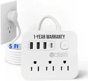 Surge Protector Power Strip with USB C, 5ft