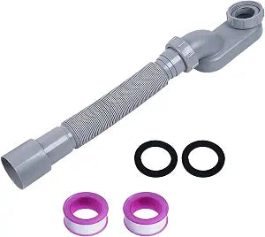 Low Profile 1-1/2" P-Trap, Flexible Bathtub Drain Pipe, Space-Saving