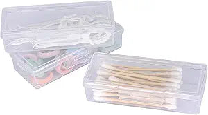3Pcs Cotton Swab Holder for Travel,Portable Dental Floss Case Clear Plastic Cotton Pad Holder,Travel Floss Picks Case Storage Containers with Dustproof Lid