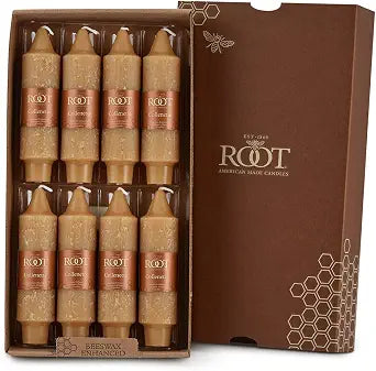 Root Candles Unscented Dinner Candles Premium Beeswax Blend Boxed Candle Set, 5-Inch, Beeswax, 8-Count