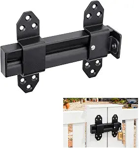 Heavy Duty Slide Bolt Gate Latch,Gate Latch Lock with Padlock Hole,Gate Latch for Wooden Fences, Barn Doors, Sliding & Swing Gates, Outdoor Sheds & Courtyards, Matte Black (1Pack)