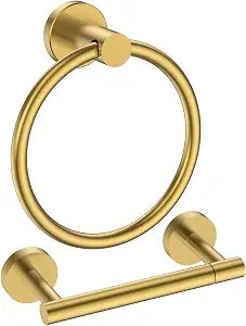 FORIOUS Toilet Paper Holder and Towel Ring Set, Bathroom Accessories Set