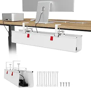 Univivi No Drill Under Desk Cable Management Tray, 28 inch Cable Management