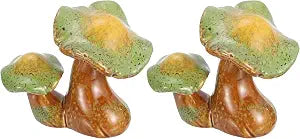 uxcell 2 Pcs Toilet Bolt Covers, Ceramics Toilet Bolt Caps Mushroom Decor Covers Cute Mushroom Toilet Screw Cover Caps for Decor Bathroom 4.33"x2.76"x3.62"(L*W*H), Yellow-green