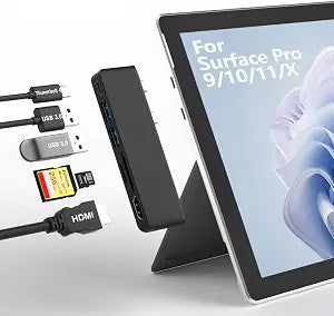Surface Pro 2026(13-inch)/11/10/9/X Accessories, Surface Pro 11 Docking Station with 4K HDMI, USB-C Thunerbolt 4 (Display+Data+PD Charging), 2 USB 3.0, SD/TF Card Reader for Surface Pro 13/11/10/9/X