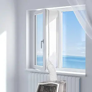 HOOMEE 157(400CM) Universal Window Seal for Mobile Air Conditioner and Tumble Dryer  Window Kit Works with Portable AC, Easy to Install - Air Exchange Guards with Zip and Adhesive Fastener