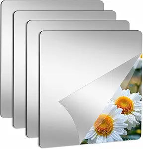 Abyssaly 4 Pack Acrylic Mirror Tiles, Peel and Stick Mirrors for Wall