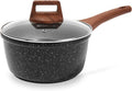 ESLITE LIFE Nonstick Sauce Pan with Lid, 1.5 QT Small Soup Pot Compatible with All Stovetops (Gas, Electric & Induction), PFOA Free, Black