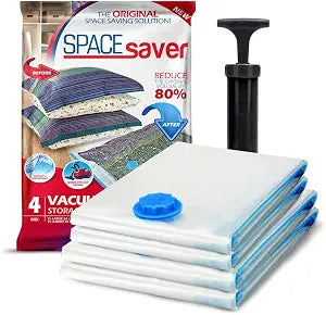 4 Pack Variety Vacuum Storage Bags for Comforters, Blankets & Clothes  Vacuum Sealed Compression Bags with Hand Pump  Space Saver Storage Bags for Bedding, Moving, Travel & Organization (2L & 2XL)