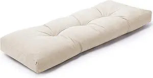 DANGHOOGY Indoor Bench Cushions, Tufted High-Density Foam Cushions for Indoor Furniture, Soft Bench Seat Cushion with Non-Slip Bottom, 36" X 14" X 4 (Cream)