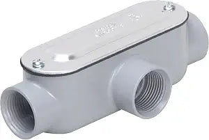 TayMac RLT200 Threaded T Type Conduit Body, Die Cast Aluminum, Stamped Steel Cover, 2-Inch,Gray