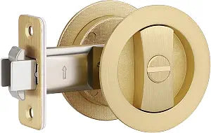EHOMEWARE 1 Pack Gold Pocket Door Lock, Keyless Privacy Pocket Door Handles