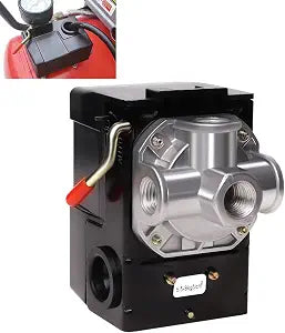 Air Compressor Pressure Switch LF10-4H, 4 Port 1/4" NPT, 95-125 PSI Pressure Control Switch for Air Compressor Parts Replacement