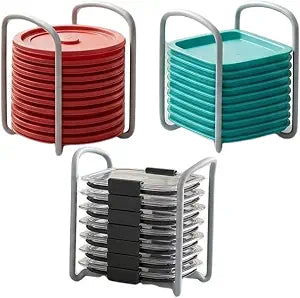 3-Pack Adjustable Food Container Lid Organizer inside Cabinet, Lids Organizer for Rubbermaid Brilliance