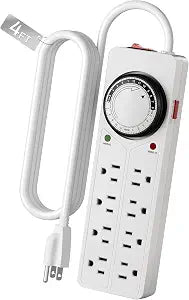 BN-LINK 8 Outlet Surge Protector with Mechanical Timer, 4FT Cord, 1875W/10A