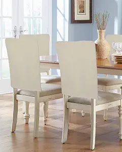 White Swan Chair Back Covers for Dining Room, Farmhouse Solid Beige Color Linen Polyester Back Chair Protector, Rustic Modern Art 4 Pcs Back Covers for Dining Chair Decoration, 20 x 19 Inches