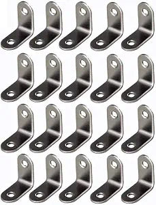 Framing Hardware 1/2 x 1/2 Zinc Plated Steel Corner Brace L Brackets with Screws for Picture Frame Reinforcement and Canvas Mounting - 20 Pack