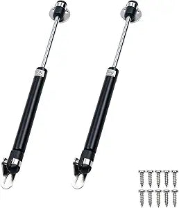 WellMade 2 Pack Soft Close Toy Box Hinges, 100N Heavy Duty Lid Support with Gas Strut, Safety Hinges for Toy Chests, Storage Benches & Blanket Boxes, Slow Close, Black Steel Finish