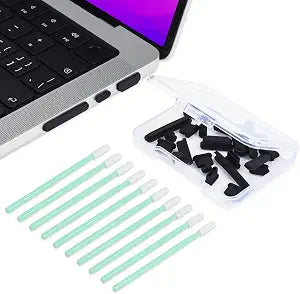 21PCS Anti Dust Dirt Plug Port Cover Compatible 2026-2021 MacBook Pro 14" 16" inch M5 M4 M3 M2 M1 Pro/Max A3426/A3428/A3434/A3112/A3185 Silicone Anti Dirt Protective Cover Accessories, Black