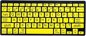 HXMJ-Large Print Mini Bluetooth Keyboard Compatible with iPad,iPhone,iPod,MacBook for Seniors and Visually Impaired Low Vision Individuals-Yellow
