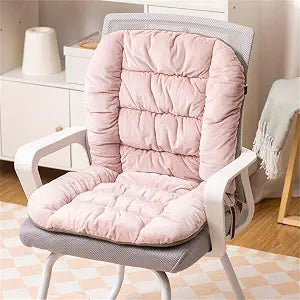 Plush Chair Cushion with Ties - Soft Seat Pad Backrest for Dorm, Desk, Rocking Chairs (Light Pink)