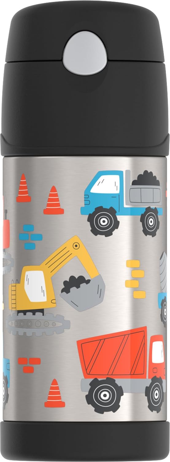 THERMOS FUNTAINER Water Bottle with Straw, 12oz, Construction Site