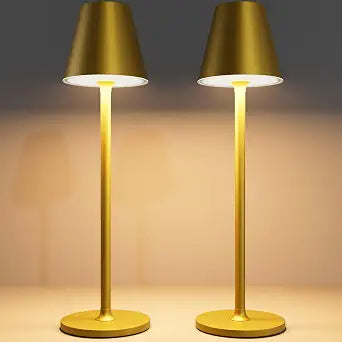 Timjorman 2-Pack Cordless Table Lamps - 5000mAh Rechargeable Battery Operated Desk Lamp, 3-Level Dimmable LED Night Light for Bedroom, Dining, Restaurant - Metal Design (Bronze 2PACK)